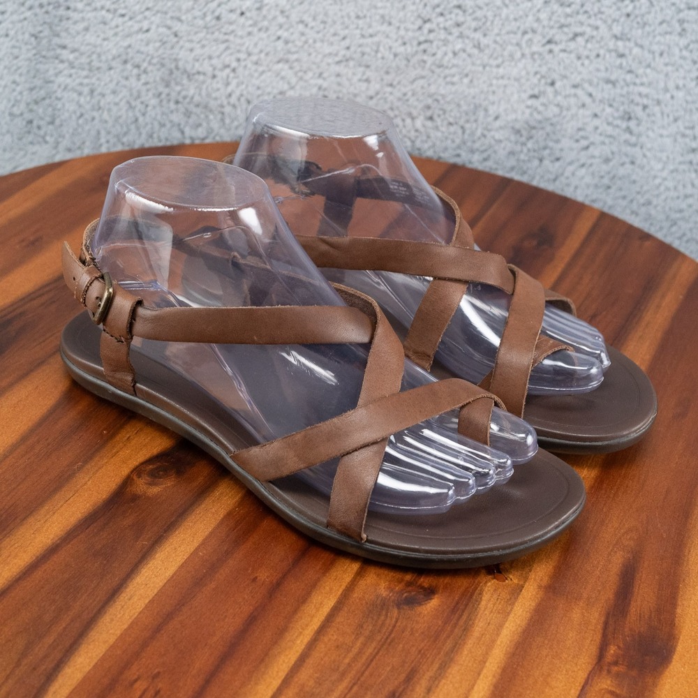 Women's Brown Leather Olukai Upena Strap Sandal Size 8